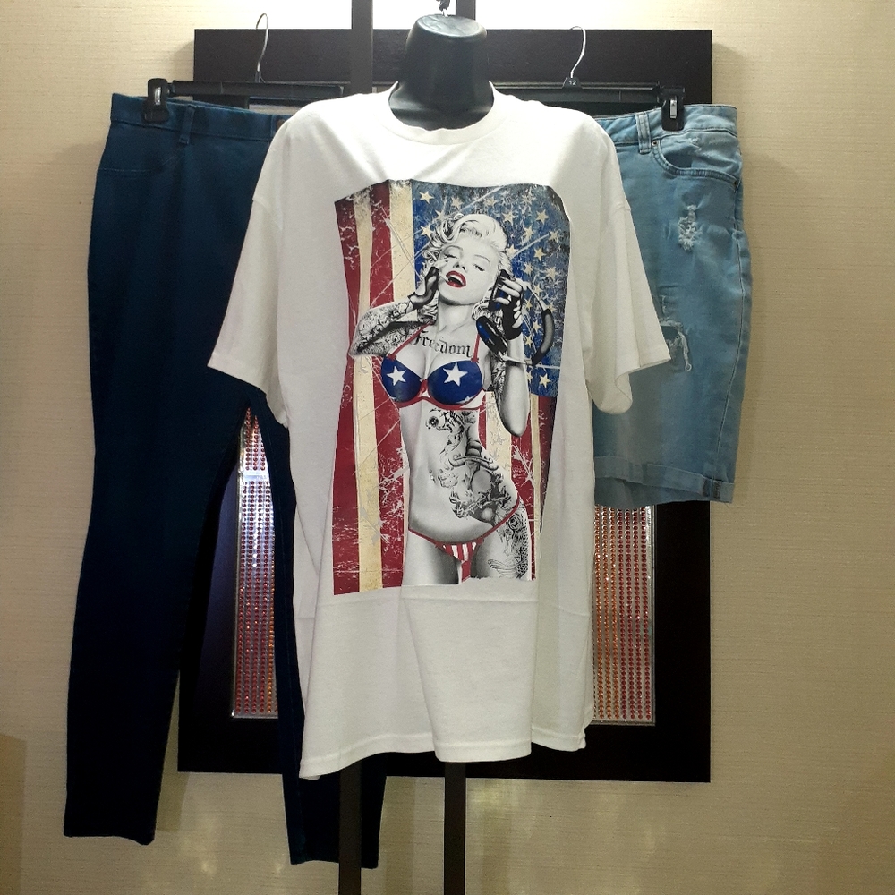 Marilyn Monroe Tattoo Patriotic Top XL/0X